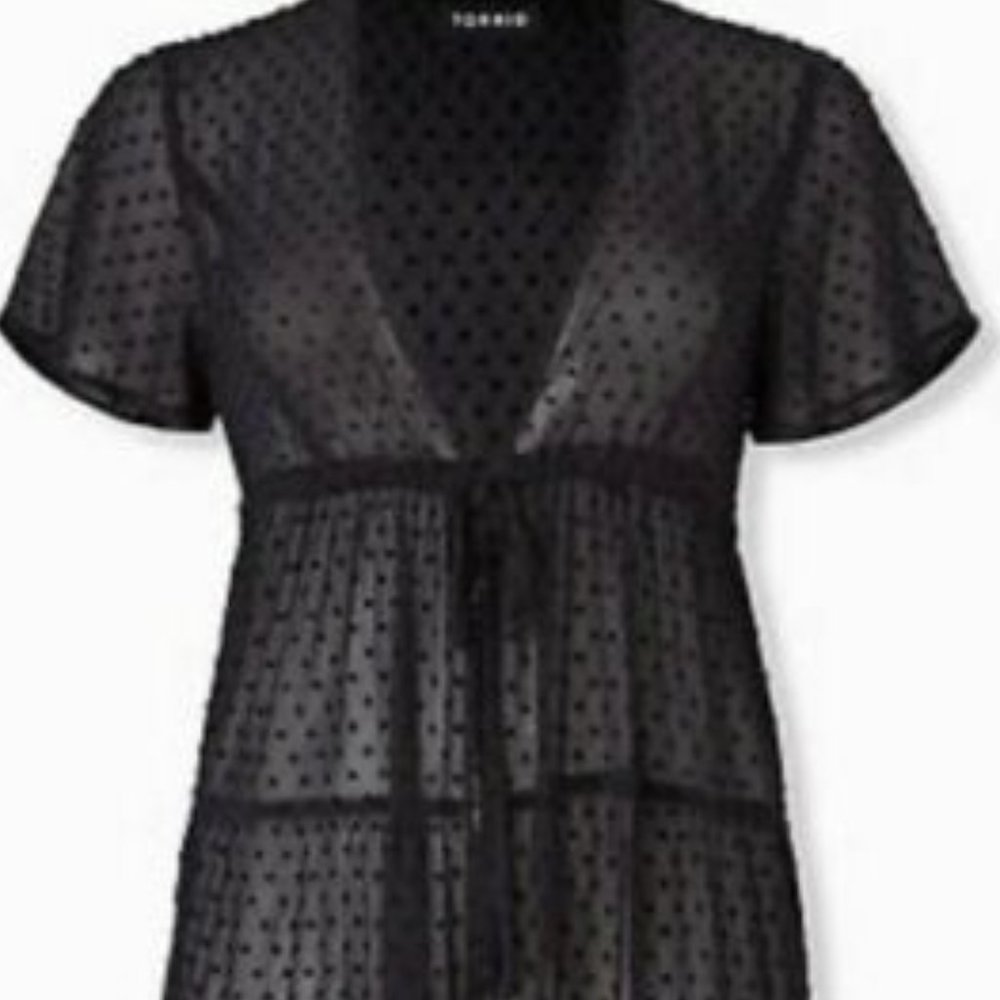 Torrid 3X Kimono Duster Top Black Tiered Sheer - Picture 7 of 7